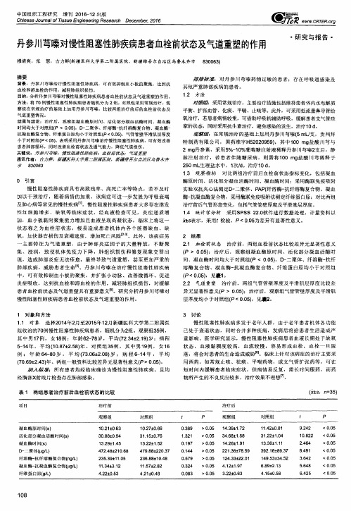 丹参川芎嗪对慢性阻塞性肺疾病患者血栓前状态及气道重塑的作用