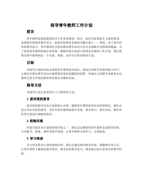 指导青年教师工作计划