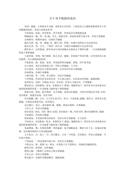 关于身手敏捷的成语