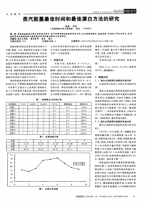 蒸汽脱墨最佳时间和最佳漂白方法的研究