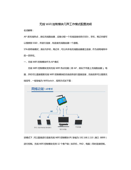 无线WiFI控制模块几种工作模式配置说明