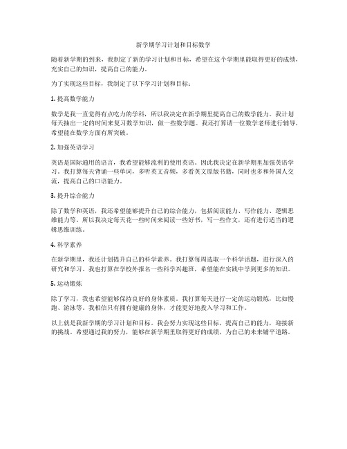 新学期学习计划和目标数学