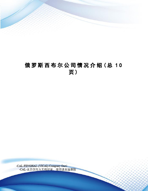 俄罗斯西布尔公司情况介绍