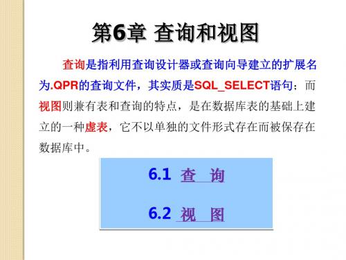 第6章授课 VFP查询和视图