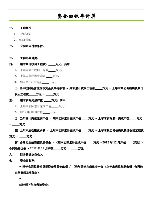 资金回收率计算(样表)