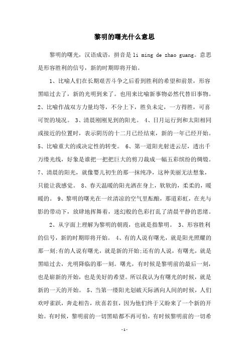 黎明的曙光什么意思