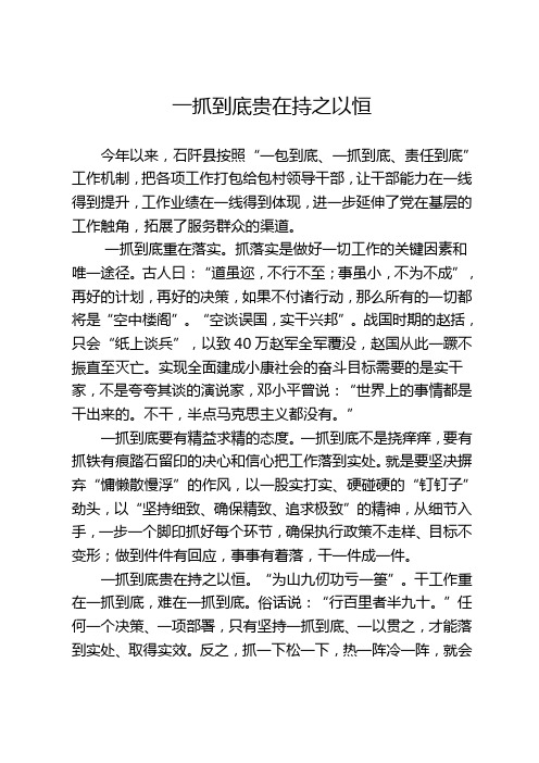 一抓到底贵在持之以恒(精编版)