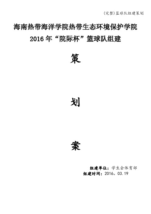 (完整)篮球队组建策划