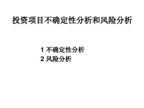 投资项目不确定性分析和风险分析