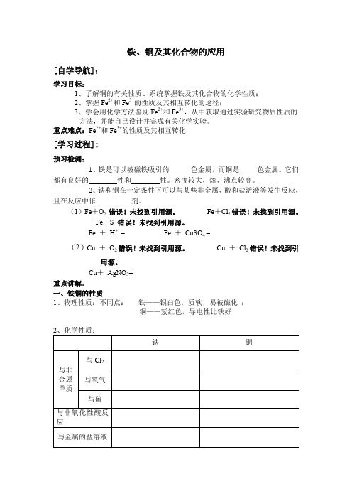 高一化学铁铜及其化合物的应用.doc