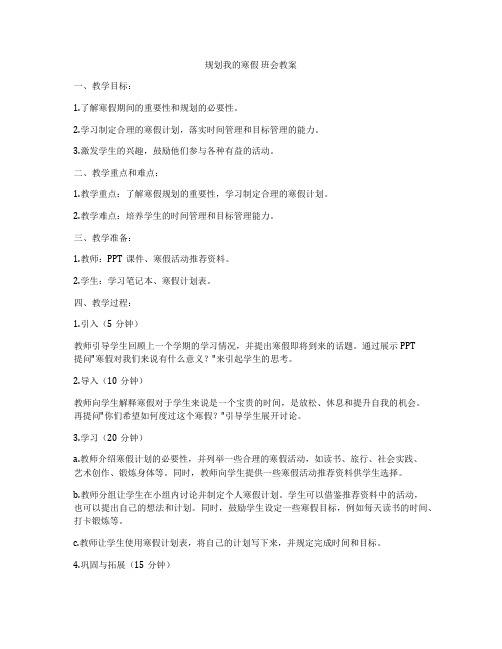 规划我的寒假 班会教案