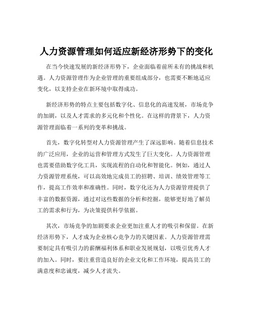 人力资源管理如何适应新经济形势下的变化