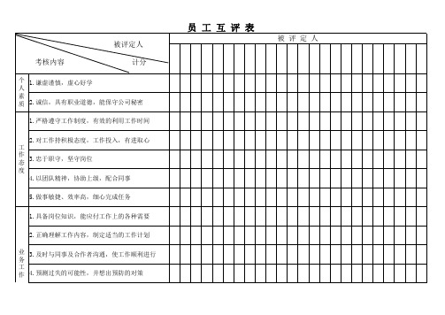 员工互评表