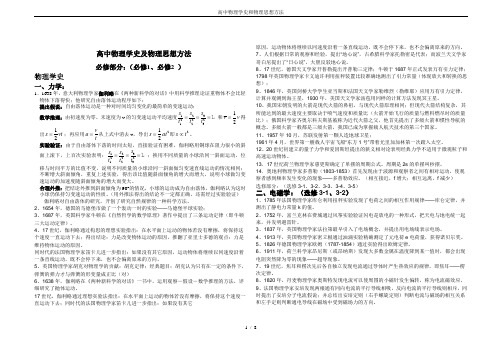 高中物理学史和物理思想方法