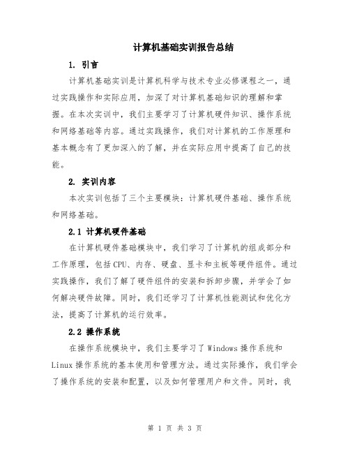 计算机基础实训报告总结