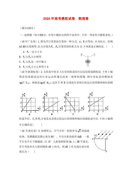 浙江省2020年高考模拟试卷物理卷(8)