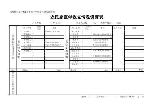 农民家庭年收支情况调查表