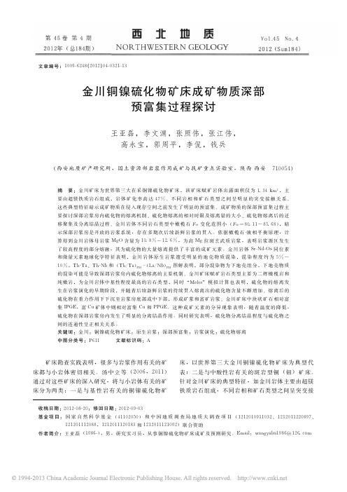 金川铜镍硫化物矿床成矿物质深部预富集过程探讨_王亚磊