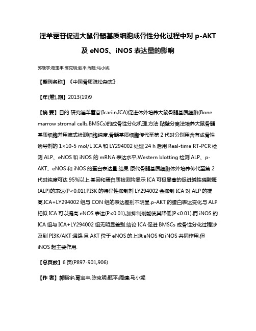 淫羊藿苷促进大鼠骨髓基质细胞成骨性分化过程中对p-AKT及eNOS、iNOS表达量的影响