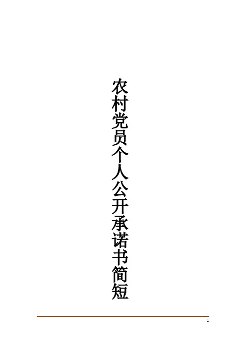 农村党员个人公开承诺书简短