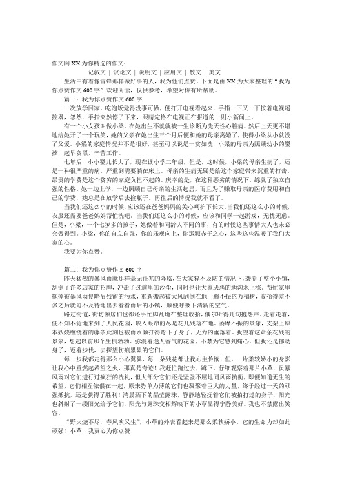 我为你点赞作文600字