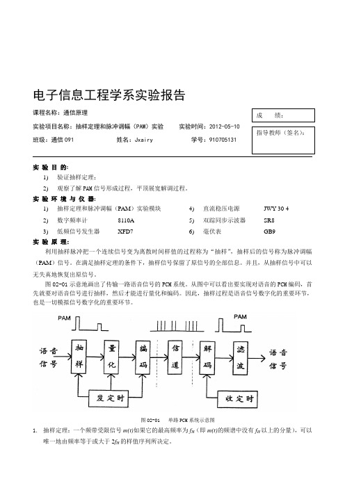 抽样定理和脉冲调幅(PAM)实验.doc