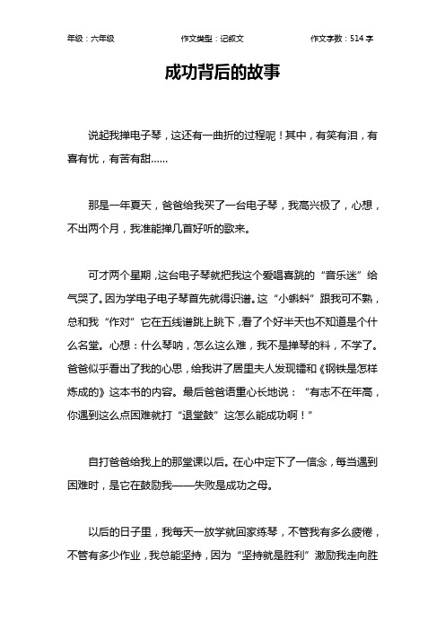 成功背后的故事作文【小学六年级500字】