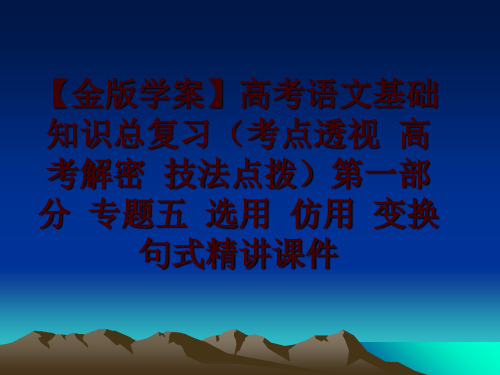 最新【金版学案】高考语文基础知识总复习(考点透视 高考解密 技法点拨第一部分 专题五 选用 仿用 变