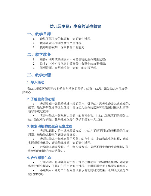 幼儿园主题生命的诞生教案