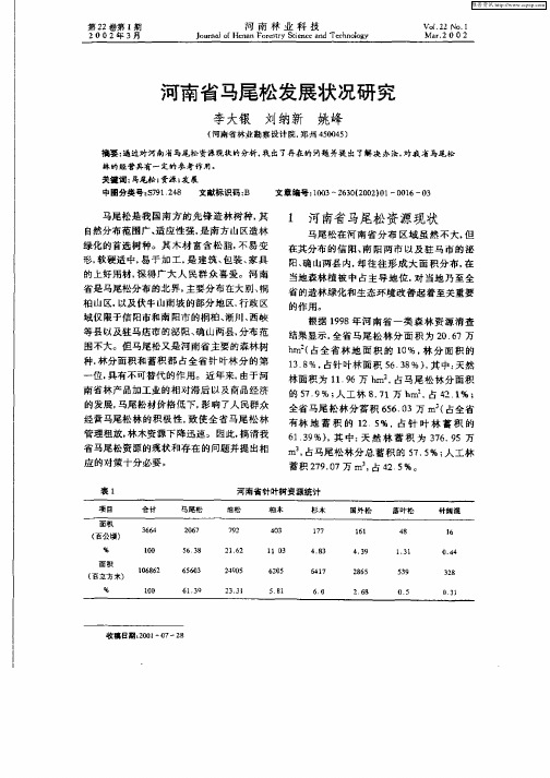 河南省马尾松发展状况研究