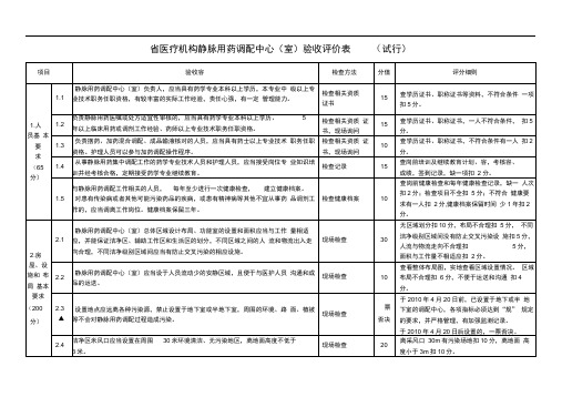 江苏省医疗机构静脉用药调配中心验收评价标准