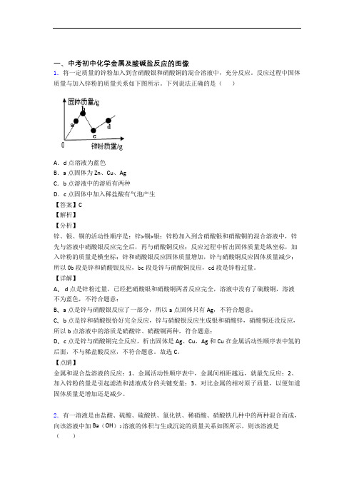 2020-2021全国备战中考化学金属及酸碱盐反应的图像的综合备战中考真题分类汇总附答案