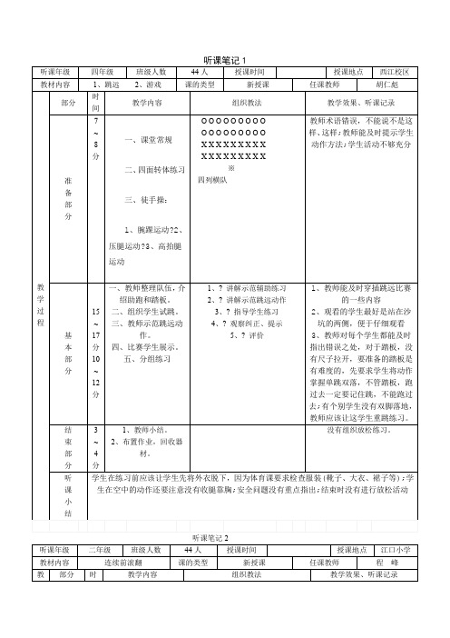 体育课听课笔记