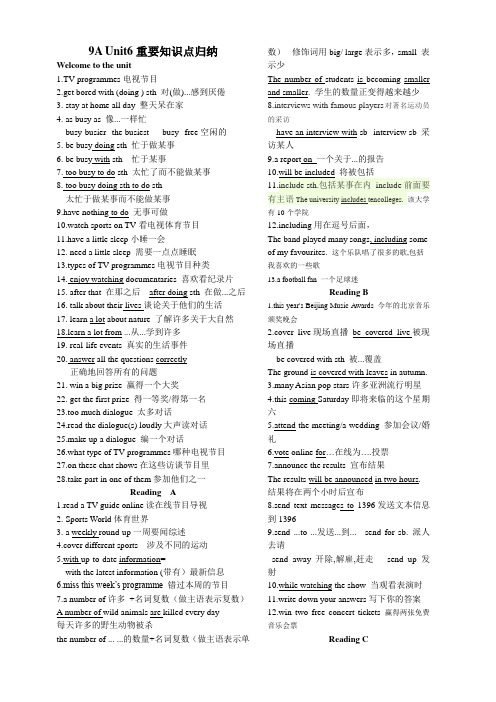 牛津译林版九年级上英语Unit6 知识点归纳