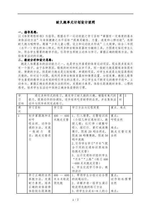 耐久跑单元计划和课时教(学)案