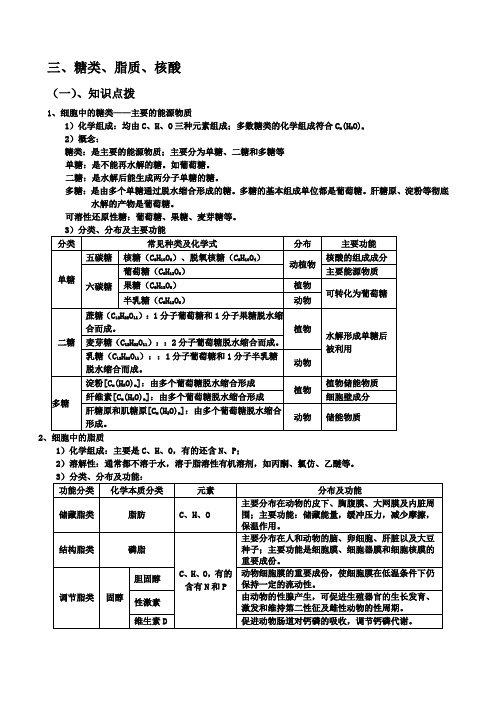 糖类、脂质、核酸