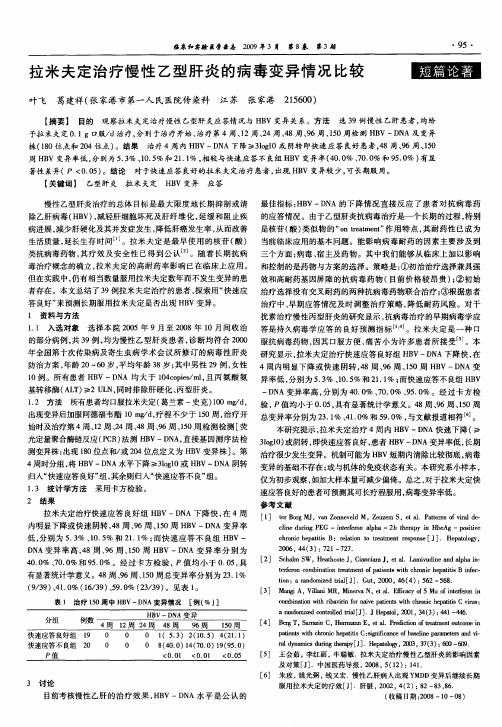 拉米夫定治疗慢性乙型肝炎的病毒变异情况比较