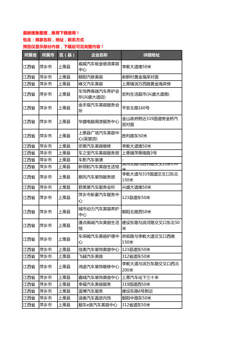 新版江西省萍乡市上栗县汽车美容企业公司商家户名录单联系方式地址大全51家