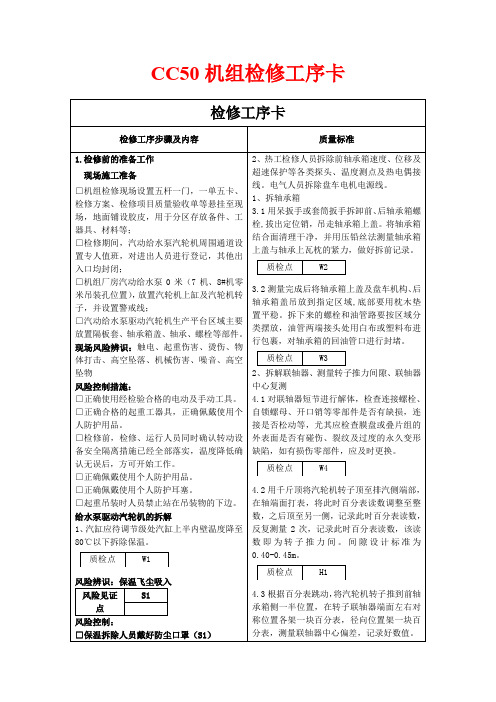 CC50机组检修工序卡