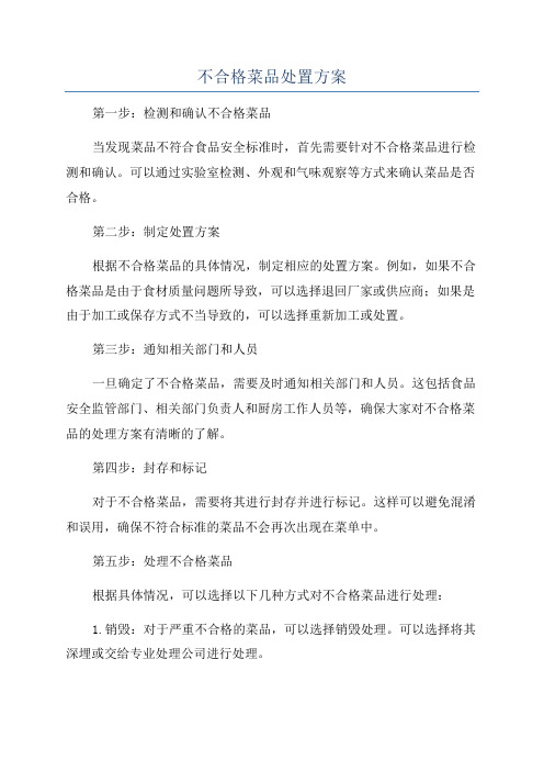 不合格菜品处置方案