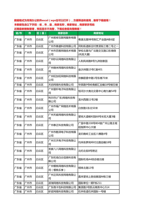 2020新版广东省广州市白云区网络科技有限公司工商企业公司商家名录名单黄页联系电话号码地址大全380家