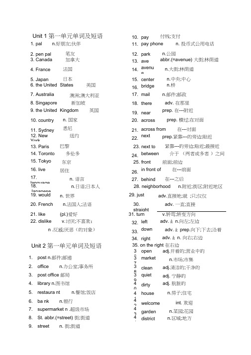 (完整)七年级下册英语单词表人教版(新课标)