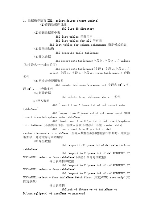 DB2操作常用命令