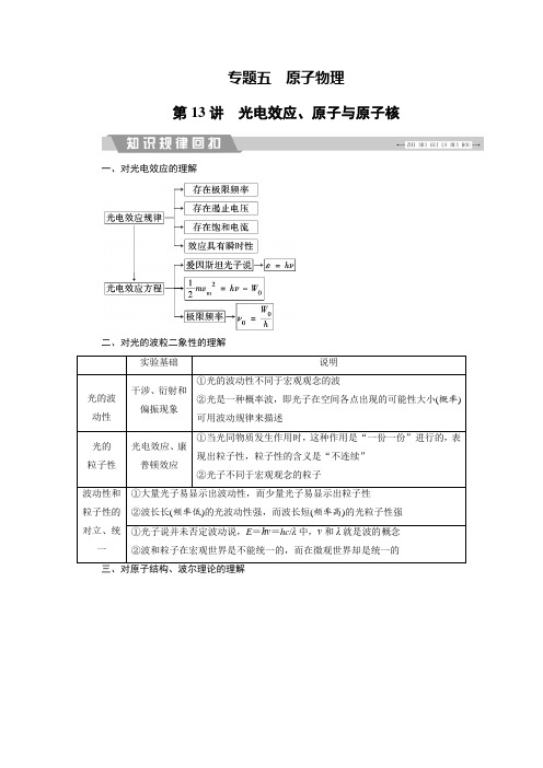 2018大二轮高考总复习物理文档：第13讲 光电效应、原子与原子核 Word版含答案