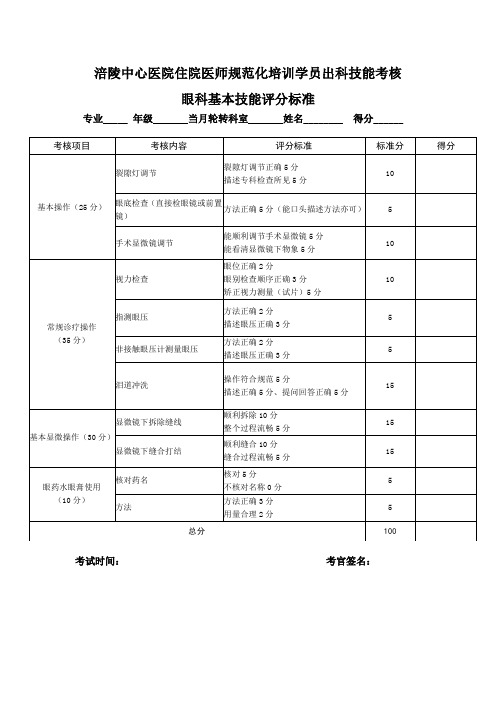 31.眼科基本技能考核