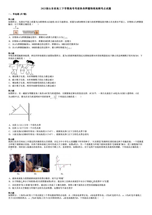2023届山东省高三下学期高考考前热身押题物理高频考点试题