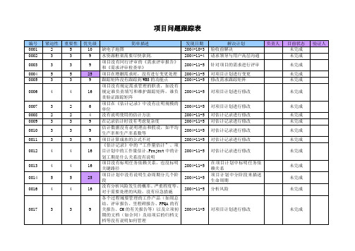 PMC-项目问题清单-实例