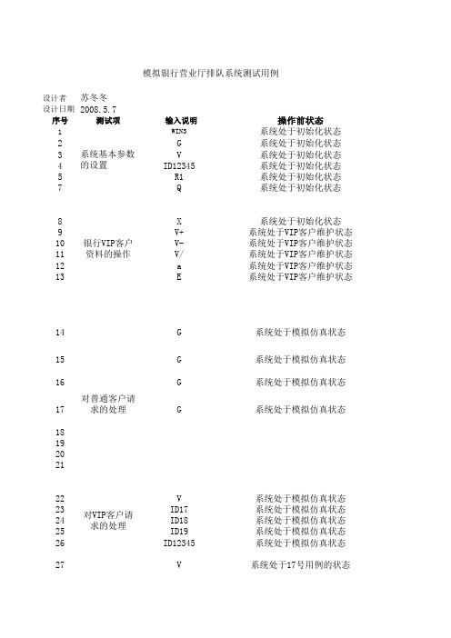 银行系统测试用例(修改版)