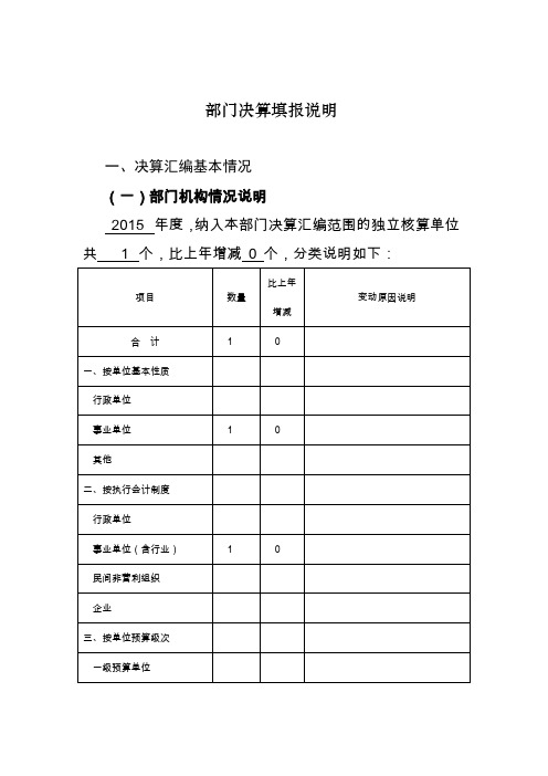 部门决算填报说明