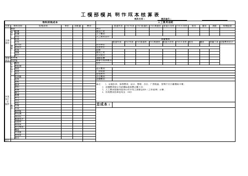 模具制作成本核算表